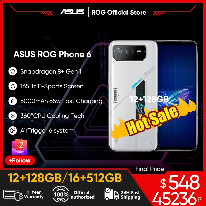Original ASUS ROG Phone 6 Global ROM 5G Gaming Phone Snapdragon 8+ Gen 1 6.78'' 165Hz E-Sports Screen ROG 6 Mobile Phone Android