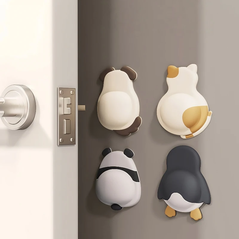 Милый дверной барьер для домашних животных, противоударная накладка, мягкая резиновая наклейка, артефакт, задний барьер для холодильника, настенная наклейка, буферная накладка