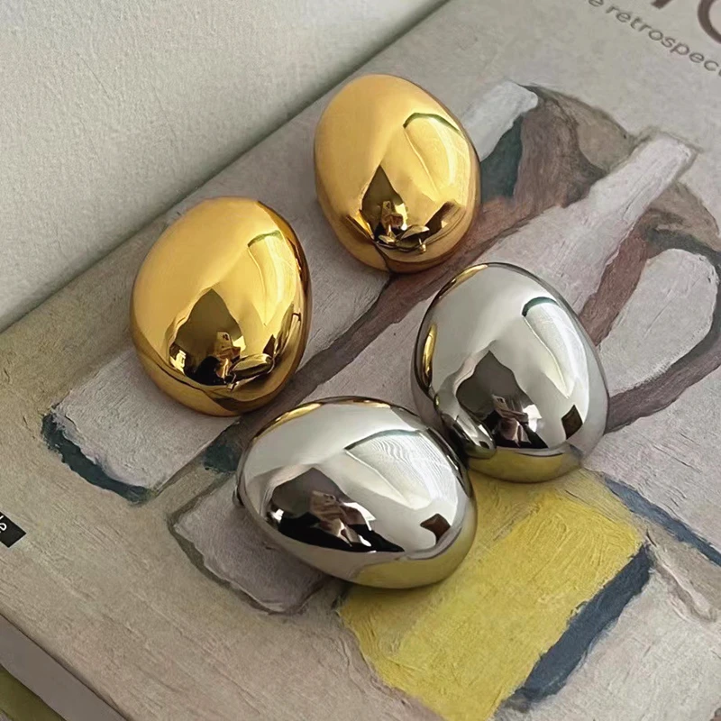 

European and American New Trend Earrings Metal Glossy Earrings for Women Simple Temperament Fashion Jewelry Gift
