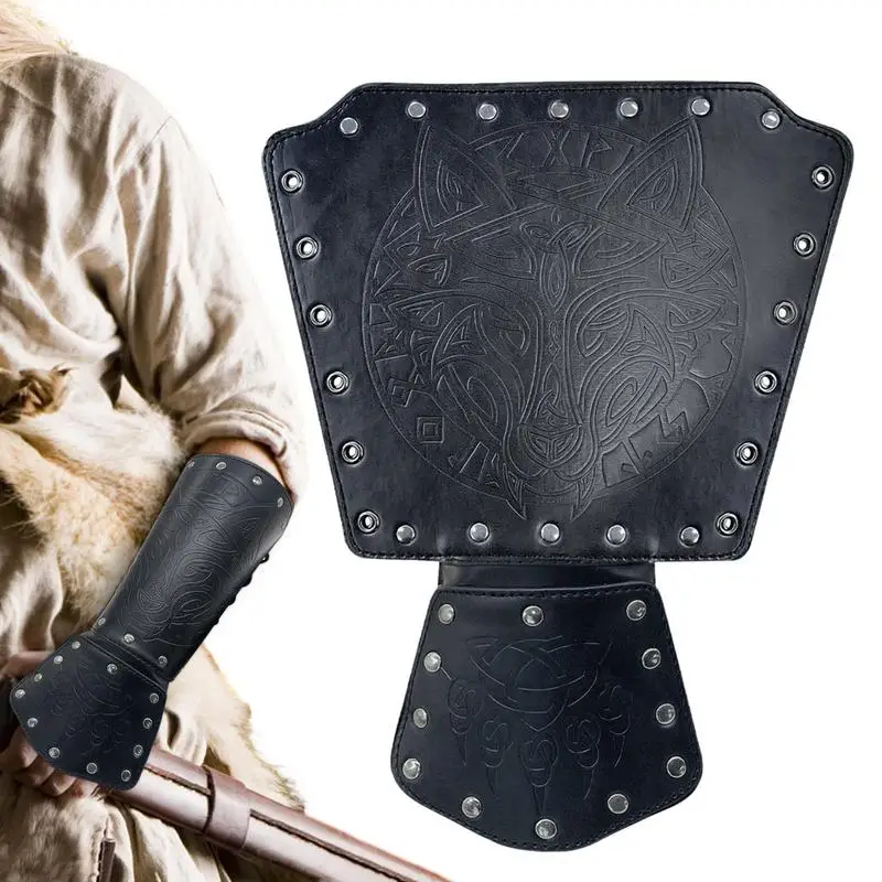 

Viking Armor Gauntlet Faux Leather Bracers Nordic Viking Style Hand Guard Costume For Playing Roles For Cosplay Parties
