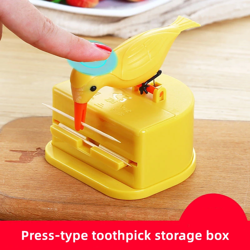 

Toothpick Storage Box Automatic Pressing Toothpick Dispenser Dining Table Decoration Creative Personality High-end Toothpick Jar