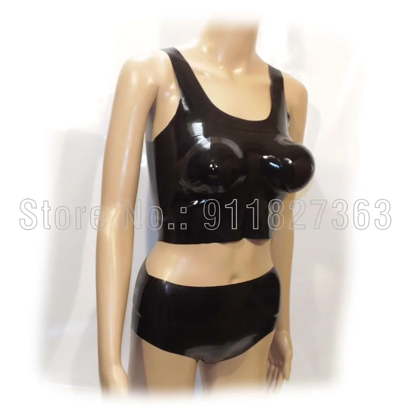 Женская латексная жилетка с бюстгальтером