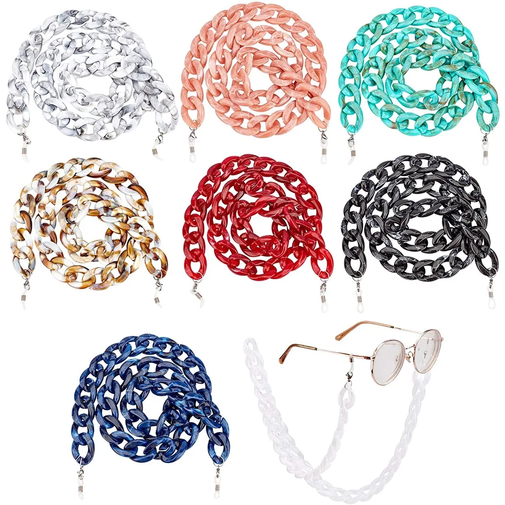 

8PCS Acrylic Eyeglass Chain Eyeglasses Necklace with Stainless Steel Lobster Claw Clasps Glasses Cord for Women 8