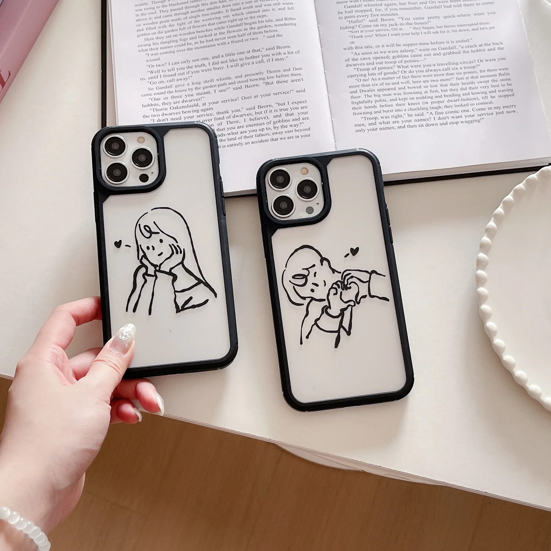 Черный армированный чехол для телефона Young Couple iPhone 15 13 Mini 14Pro 11 12 Xsmax XR 7/8 Plus SE2