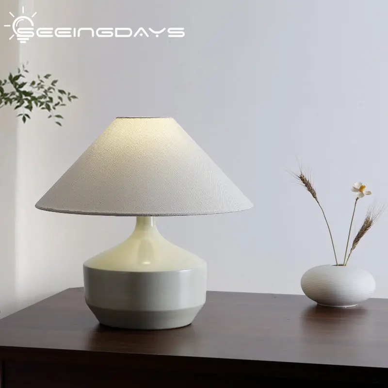 

New Chinese Retro Silent Ceramic Table Lamp for Bedroom Living Room Bedside Lamp Study Desk Lamp Led Night Lamp Home Decor E27