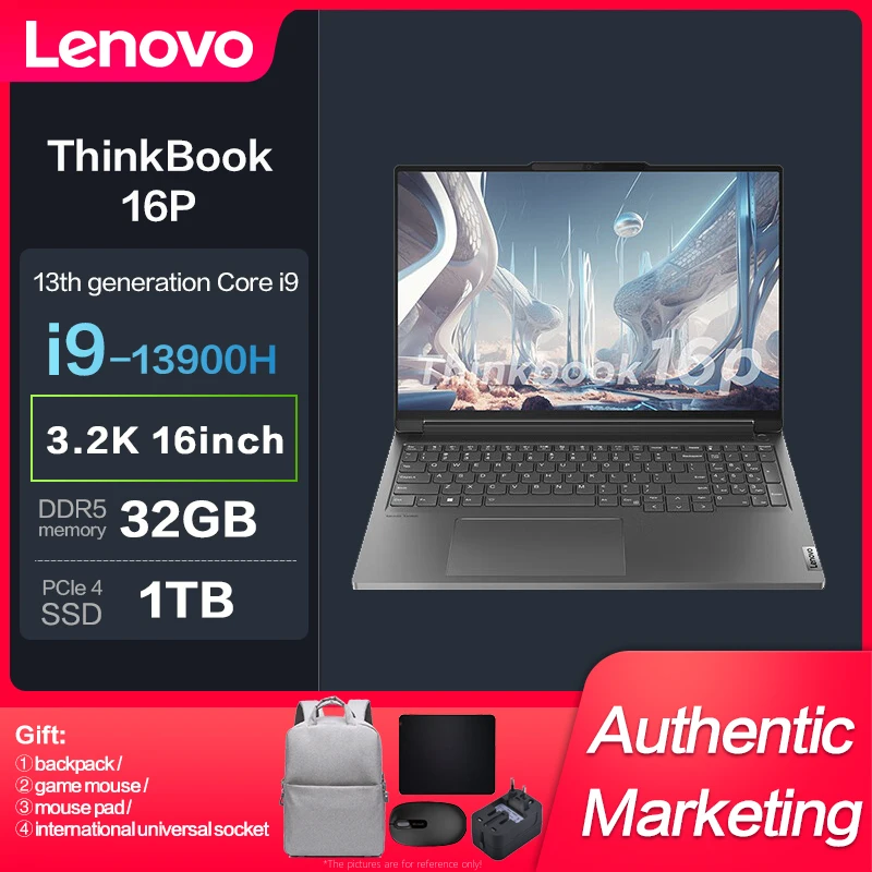 

Новый тонкий ноутбук Lenovo ThinkBook 16P Intel I9-13900H 32 ГБ 1 ТБ SSD RTX4060-8GB 3,2 K 165 Гц 16 дюймов