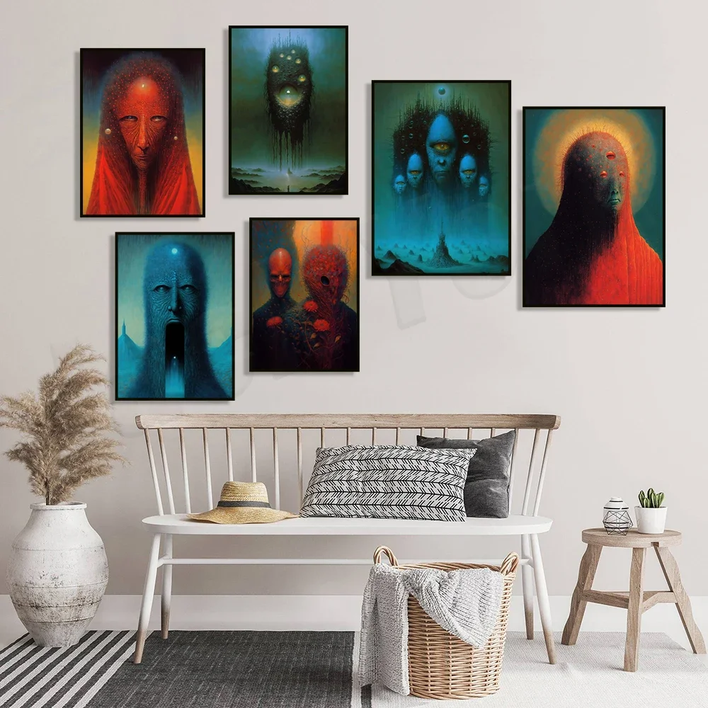 Плакат Zdzisław Beksiński польское искусство глаз судьбы сюрреалистический