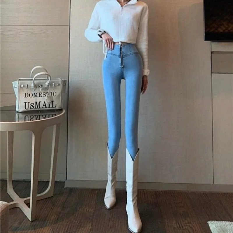 High Waist Peach Pants Hip Lift Jeans Female Y2k Stretch Buttocks Fitness Yoga Pants Slim Jeans Vintage Goth Pants Streetwear