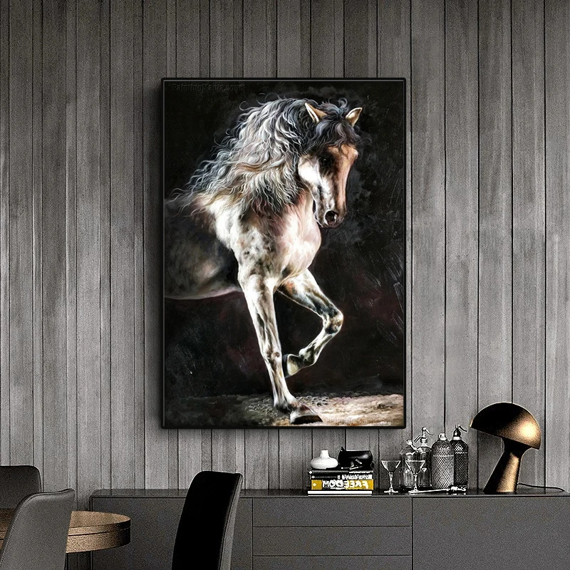 

Wild Horse Running Black Horse Art Animal Poster Canvas Painting Picture Decorative Print Unframed for Living Room Home Decor