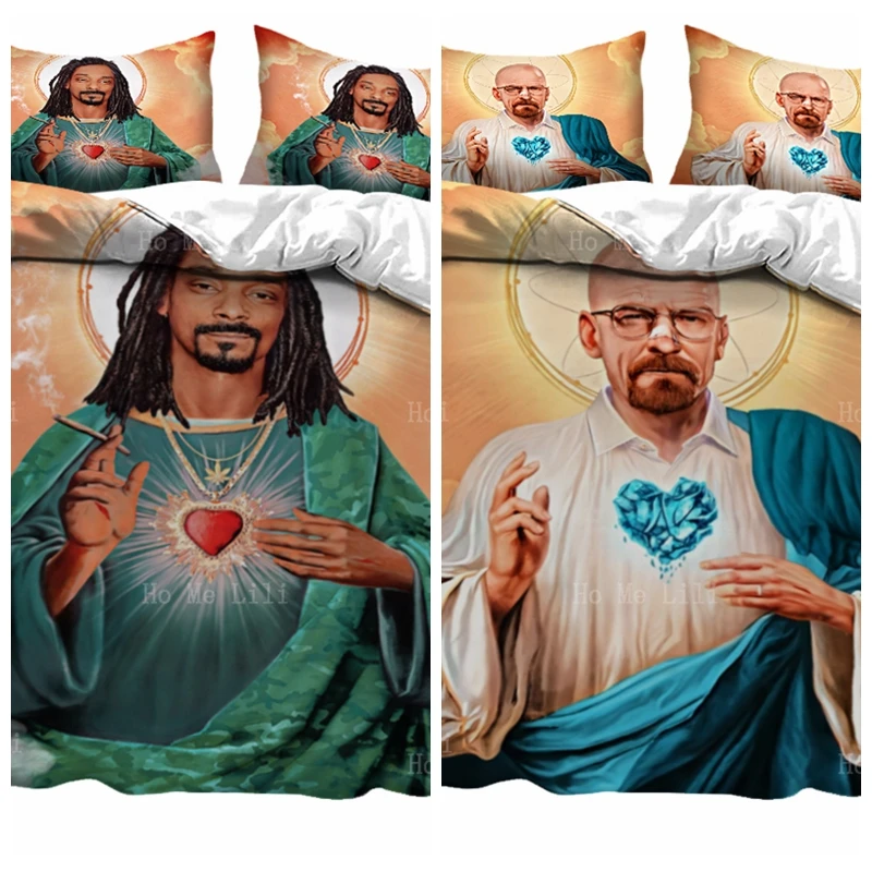 

Funny Meme Smoking Saint Snoop Jesus Rapper And Walter White Sacred Figures Pop Culture Religion Duvet Cover By Ho Me Lili