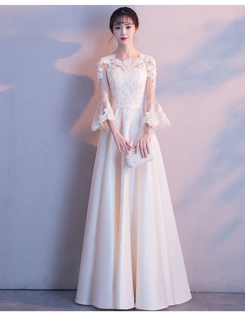 

Luxurious Women Mesh Maxi Dress 2021 New Noble Elegant Half Sleeve Transparent Sexy Lace Long Tunic Beach Dress Grey Champagne