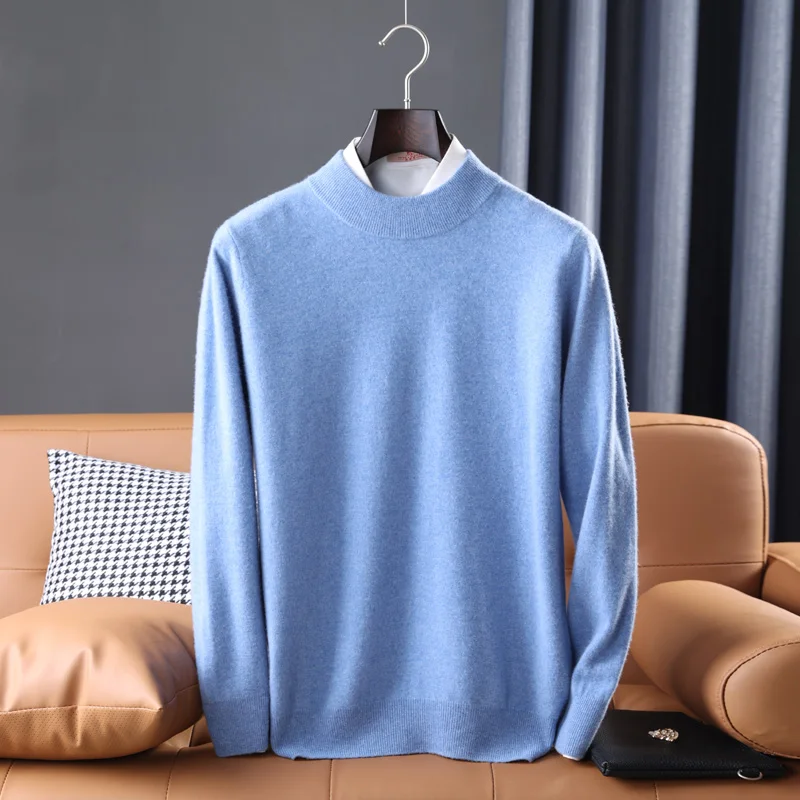 Autumn And Winter 2022 New Half High Collar Thickened Warm Pullover 100% Wool Business Casual Light Luxury Undercoat Sweater