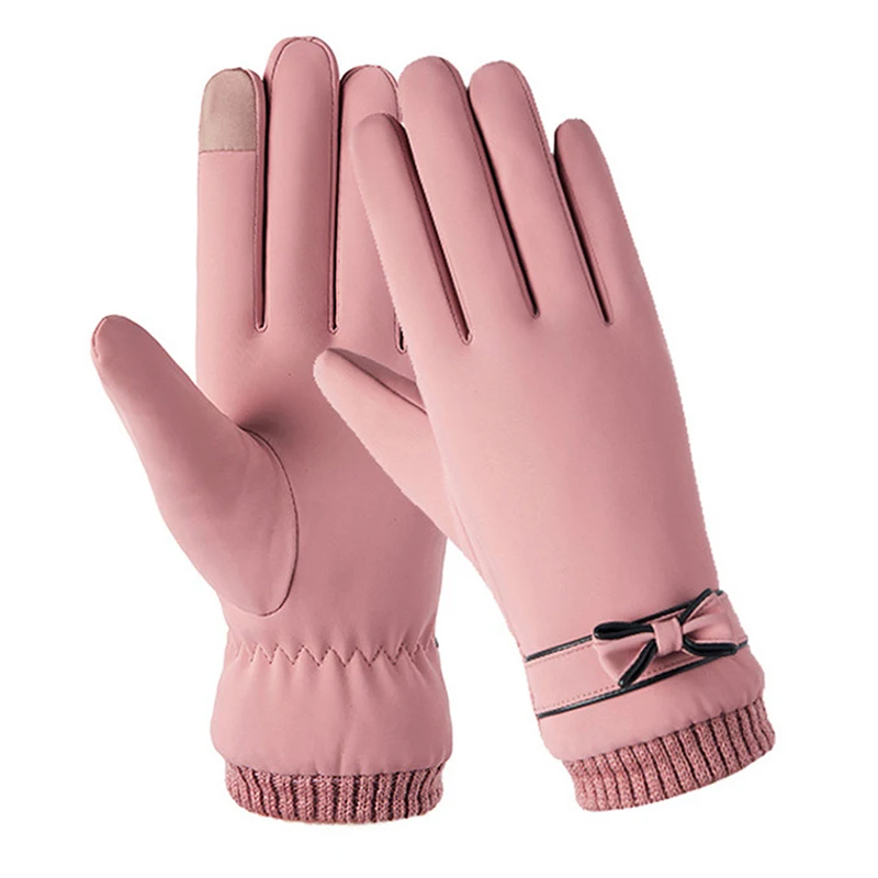

Fashion Winter Women Gloves Windproof Waterproof Internal Plush Warm Lady Mittens Touch Screen Skin-friendly Soft Female Gloves