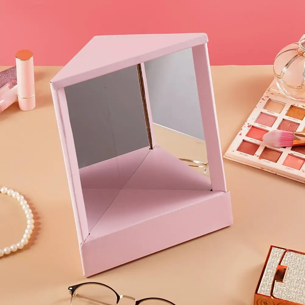 

Salmon Pink Non-Reversing Cosmetic Stand Mirror True Vanity Mirror Reflection Rectangular Desk Makeup 9" Mirror Y6P9