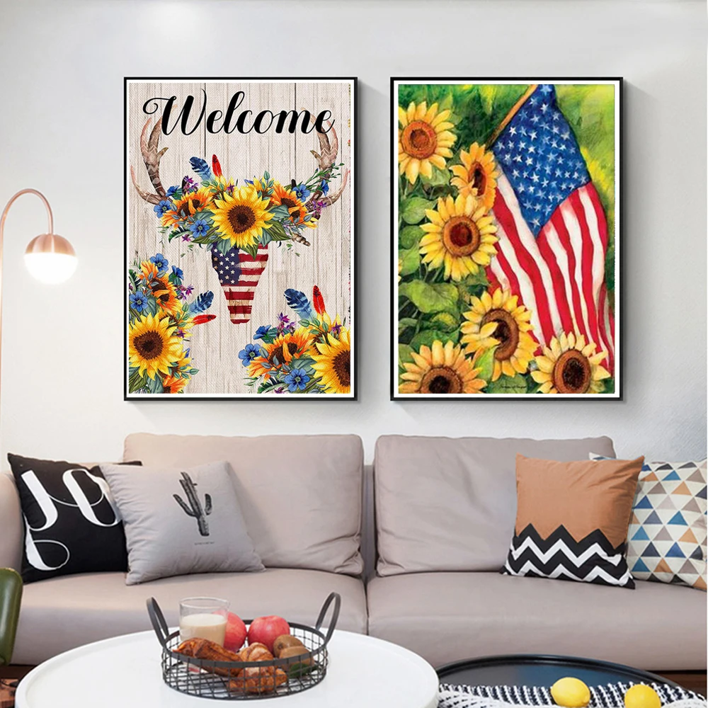 Полноформатная/круглая алмазная живопись с американским флагом 5D вышивка сделай