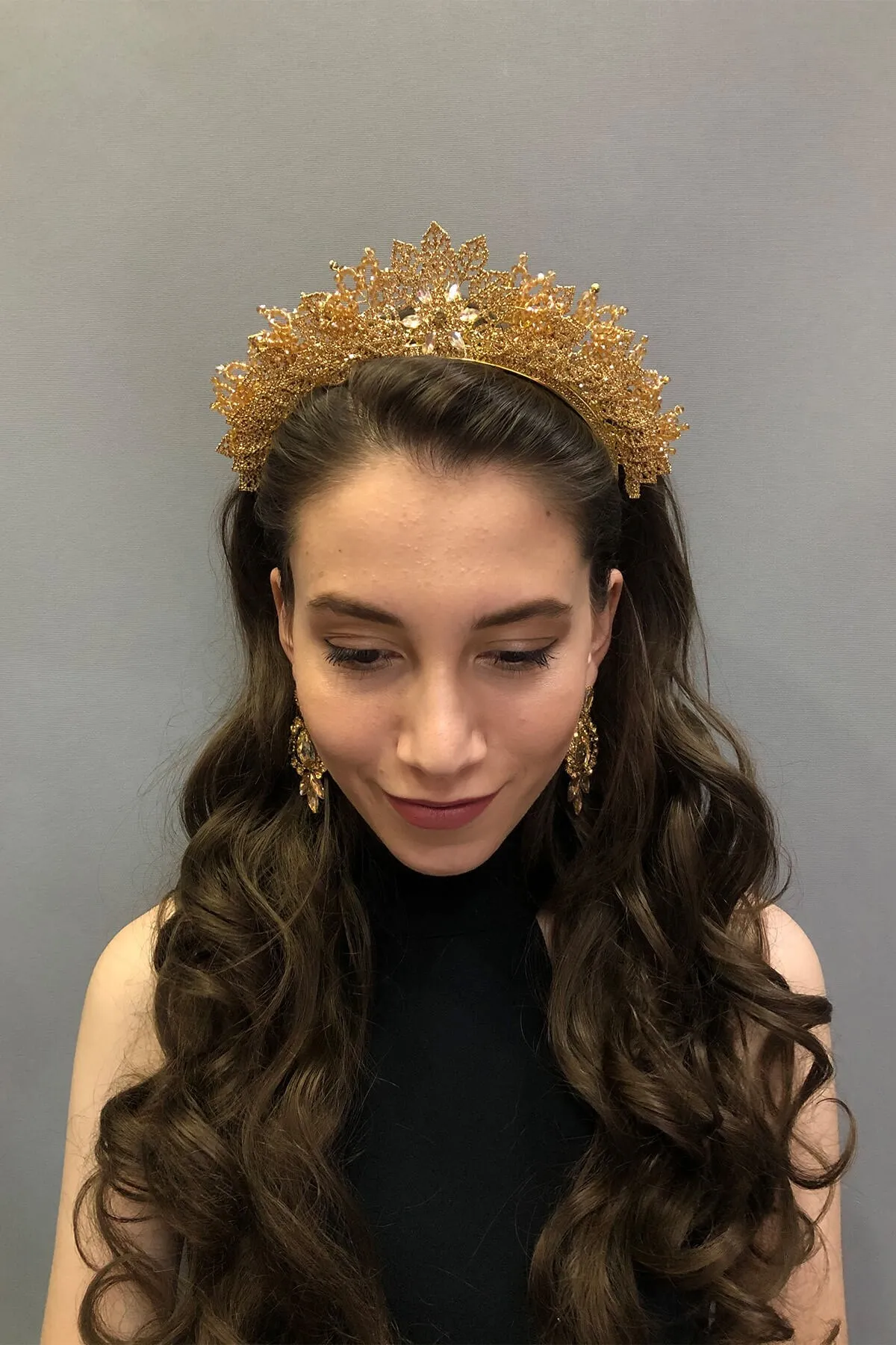 

Omega Model Honey Color Bridal Henna Tiara and Earring