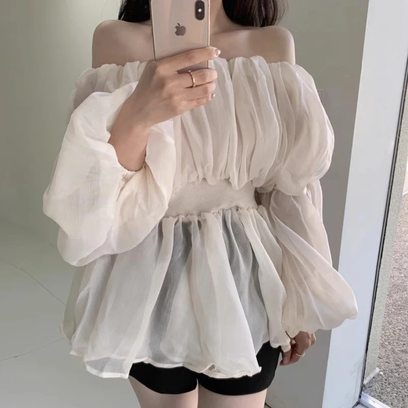 Корейская модная женская блузка кореjpaa сезон Ранняя осень 2024 милая шифоновая с