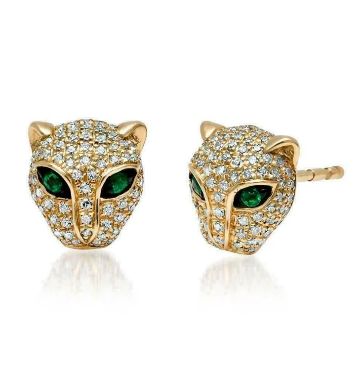 

ANGLANG Luxury Men Women Panther Earring Fashion Gold Color Cubic Zirconia Earring Street Rock Party Jewelry Wholesale