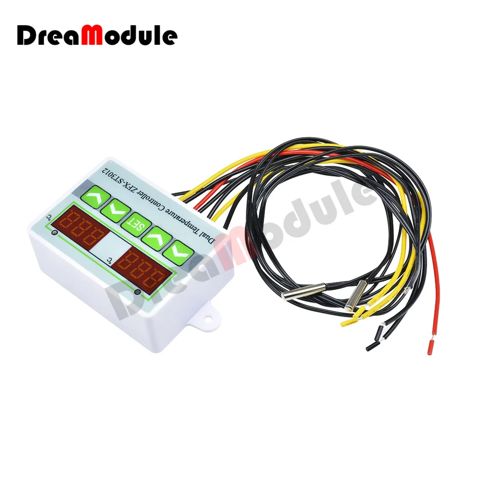 st3012 intelligent temperature controller switch dual temperature control electronic temperature controller 12v relay output free global shipping