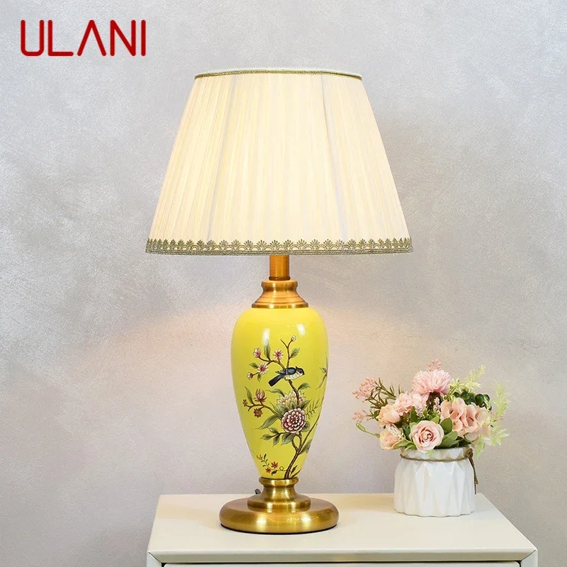 Керамическая Настольная лампа ULANI в американском стиле для цветов и птиц