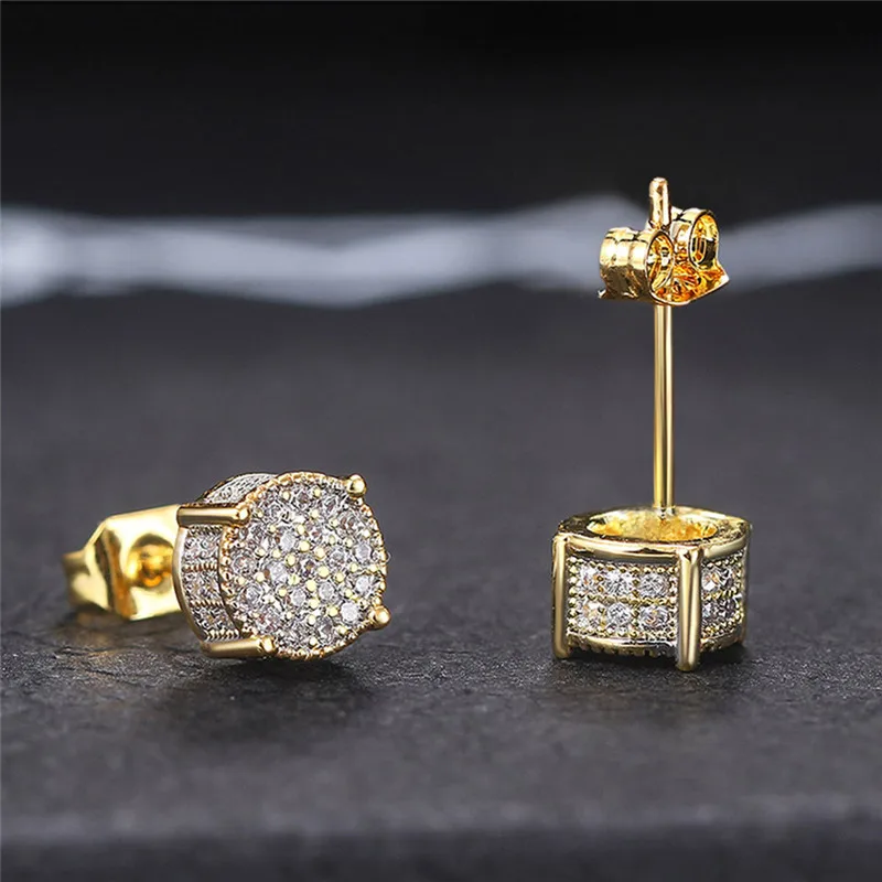 

New Dainty Stud Earrings for Women/Men Paved White CZ Silver Color/Gold Color Couple Earrings Fashion Versatile Ear Jewelry