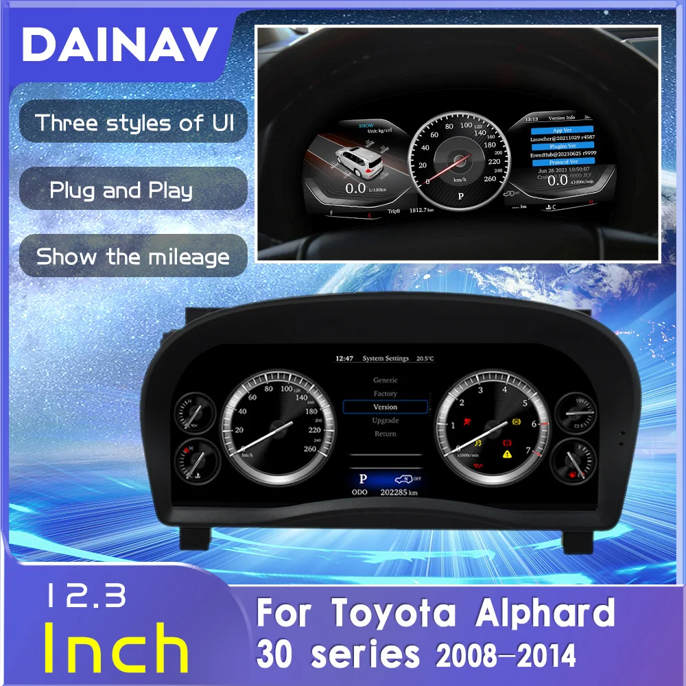 

Автомобильный цифровой кластерный инструмент для Toyota Alphard 30 серии 2015 2016 2017 2018 2019 12,3 дюйма система Linux с ЖК-экраном для приборной панели
