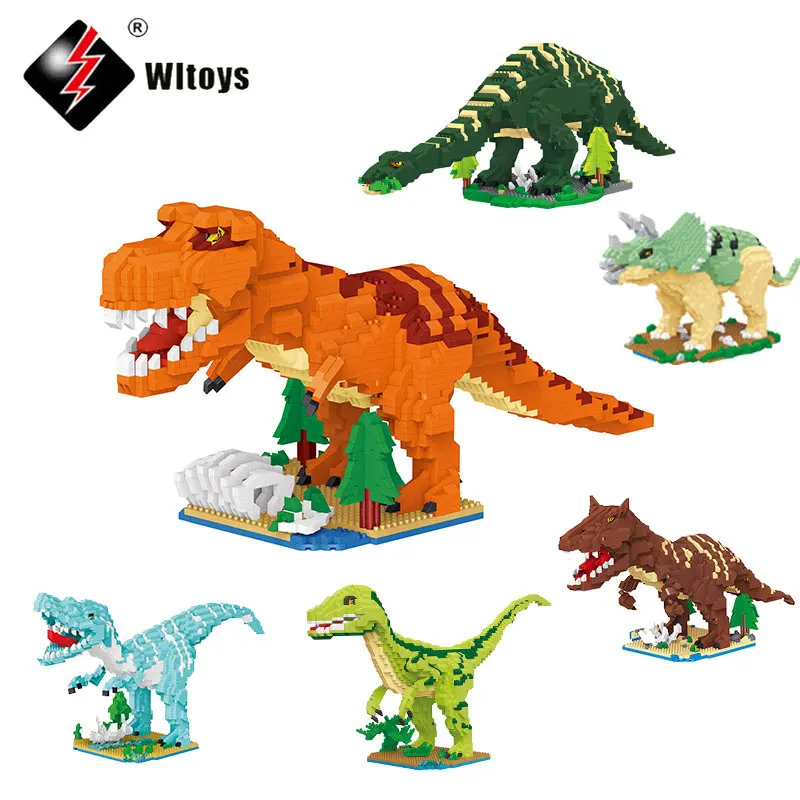 

WLtoys Micro Bricks Animal Dinosaur Mini Blocks Architecture Sets Tyrannosaurus Raptor Triceratops Model Building Toys For Boys