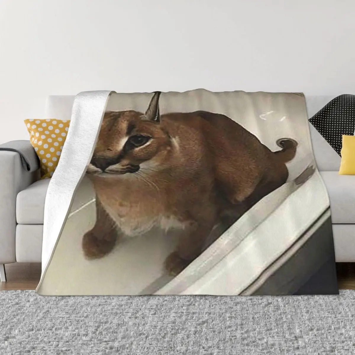 

Big Floppa Animal Cat Blankets Coral Fleece Plush Textile Decor Breathable Ultra-Soft Throw Blankets for Home Office Rug Piece