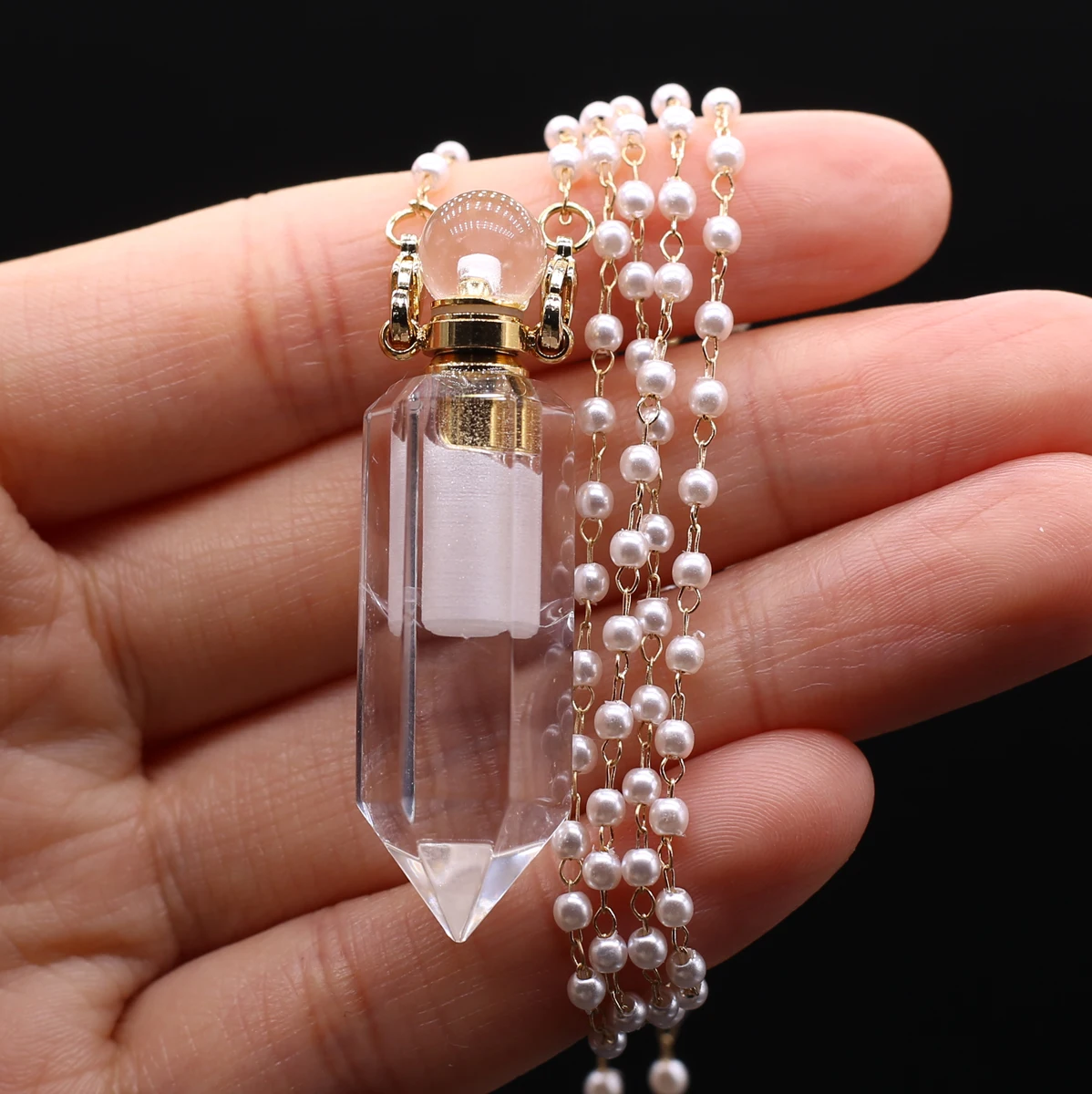Купи Natural Stone Perfume Bottle Pendant Necklace Reiki Healing White Crystal Clear Quartz Pendants Neck Chain Necklaces for Women за 454 рублей в магазине AliExpress