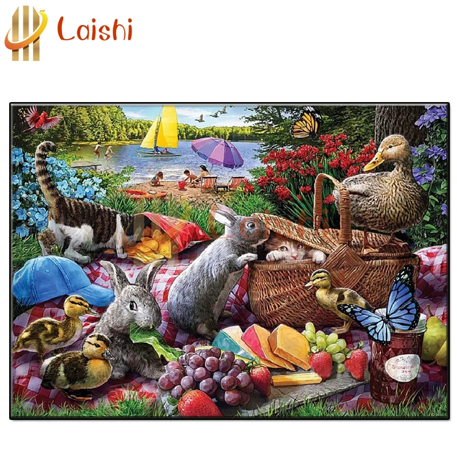 5D Алмазная живопись для пикника на открытом воздухе квадратная и круглая мозаика
