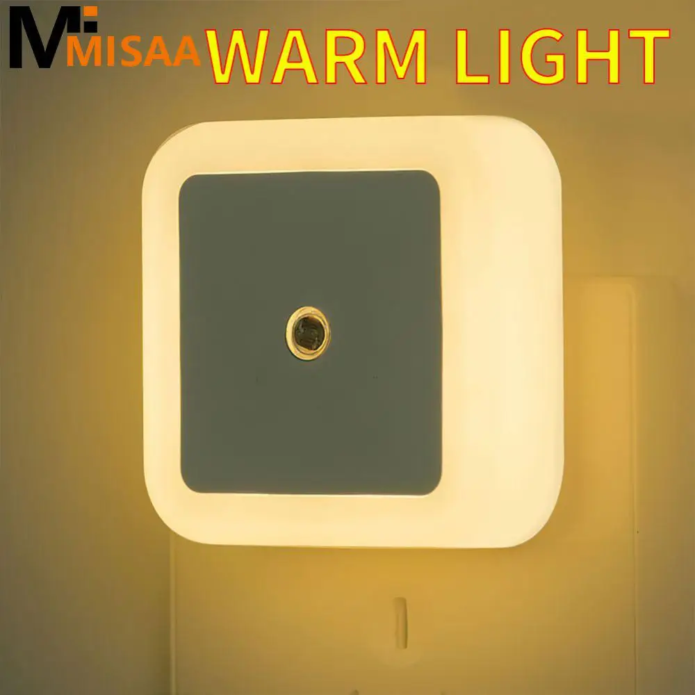 

Nightlight Square Led Light Sensor Control Closet Cabinet Eu Us Uk Plug Living Room Bedroom Lighting Night Lamp Mini 110-240v