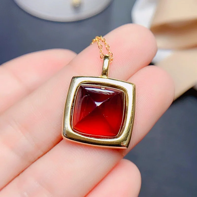 

Sugar Loaf Gemstone Pendant for Daily Wear 14mm*14mm 10ct VVS Grade Natural Fanta Garnet Pendant 925 Silver Fanta Jewelry