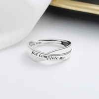 amaiyllis s925 sterling silver minimalist you complete me couple adjustable ring light luxury index finger ring jewelry