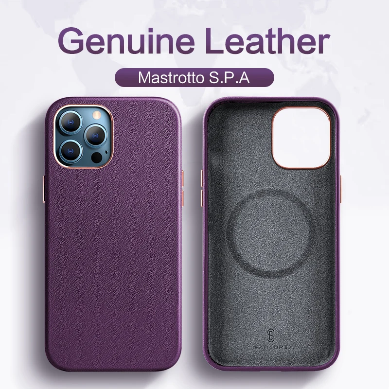 

NAPPA Genuine Leather Magnectic Phone Case For iPhone12 12Pro 12ProMax 12Mini Case For Magsafe Wireless Charging Cowhide
