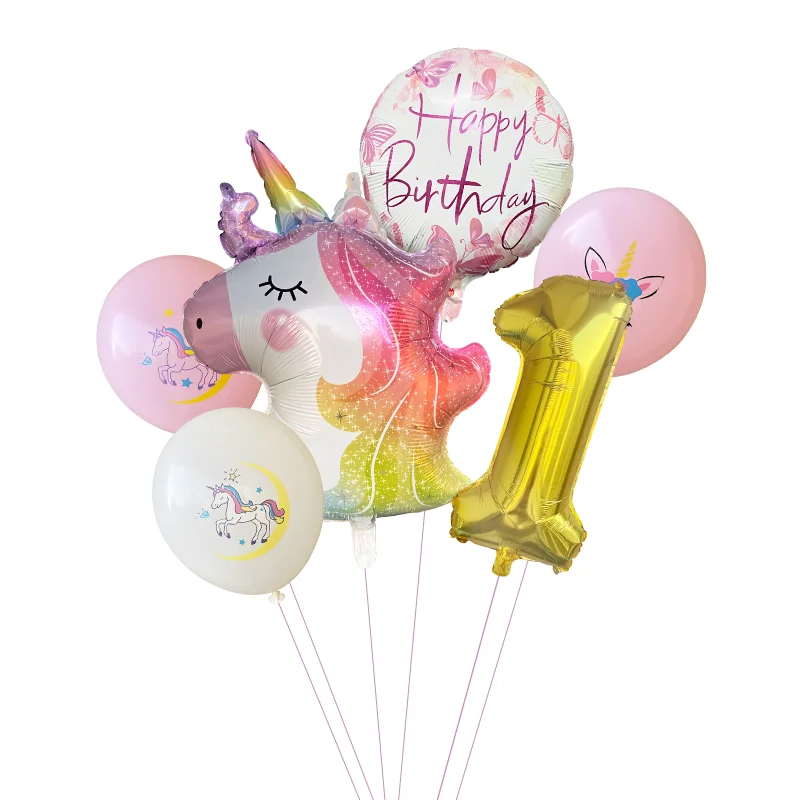 6 шт./компл. украшение для детского дня рождения с единорогом из алюминиевой