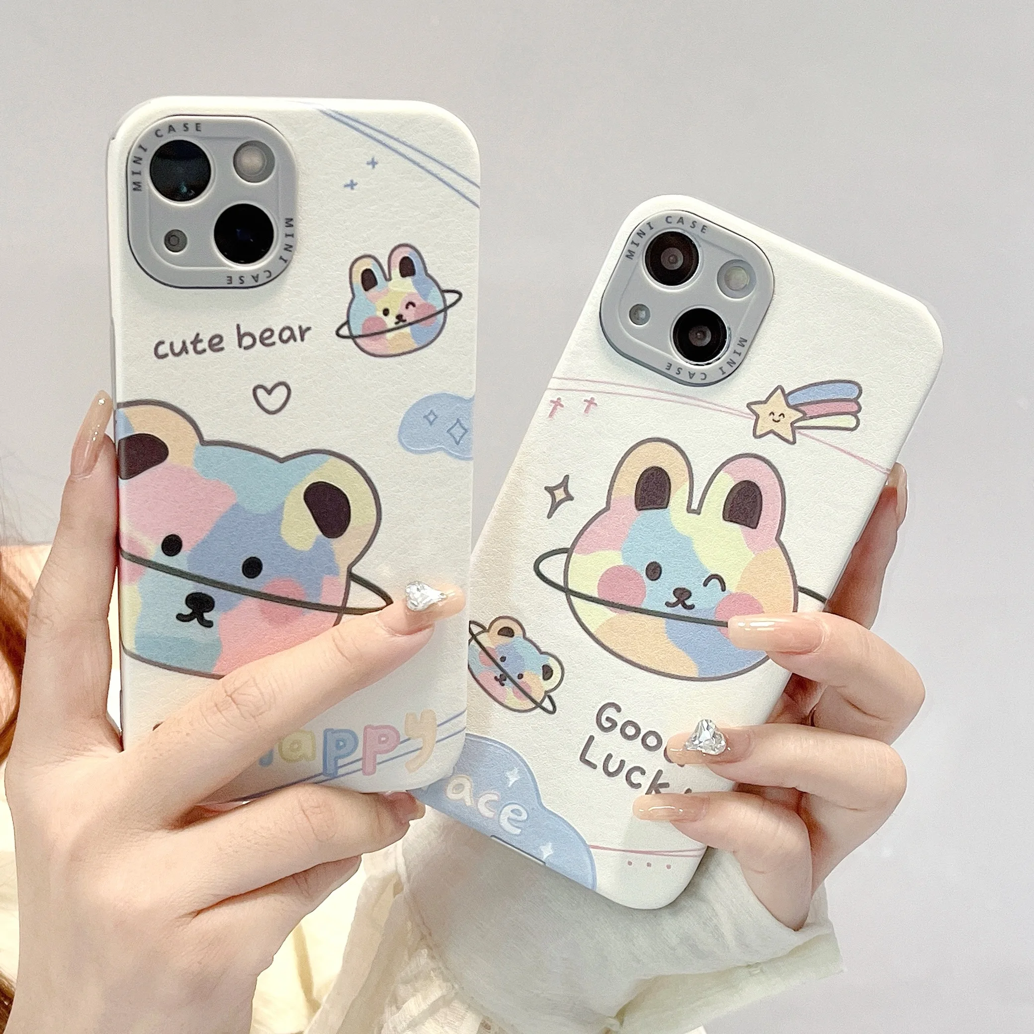 

Cartoon Cute Bear Doll Rabbit Phone Cases For iPhone 13 12 11 Pro Max XR XS MAX X 7/8Plus Couple Anti-drop Soft Silicone Shell