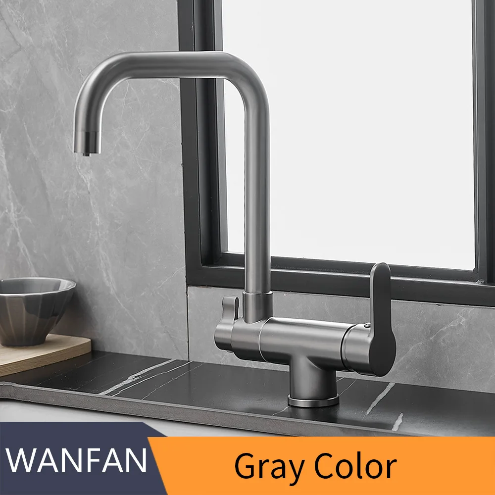 

Полностью медный кухонный смеситель 3-в-1, смеситель для чистой воды, многофункциональный складной смеситель для внутреннего открытия окна, НЕТ с трубой