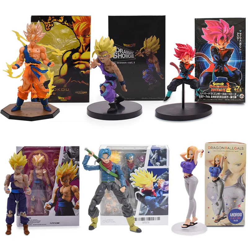 

Dragon Ball Z Anime Action Figure Son Goku Kakarotto Son Gohan Trunks Majin Buu Frieza Android 18 Lazuli Lapis Model PVC Toys