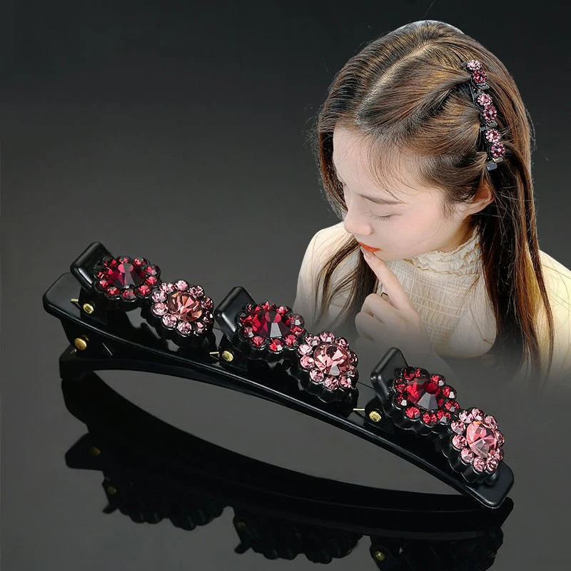 

Flower Headwear Double Layer Hairpins Hair Clips Rhinestone Buttons Bands Clip Korean Style Acryli Crystal Flowers Hair Clip