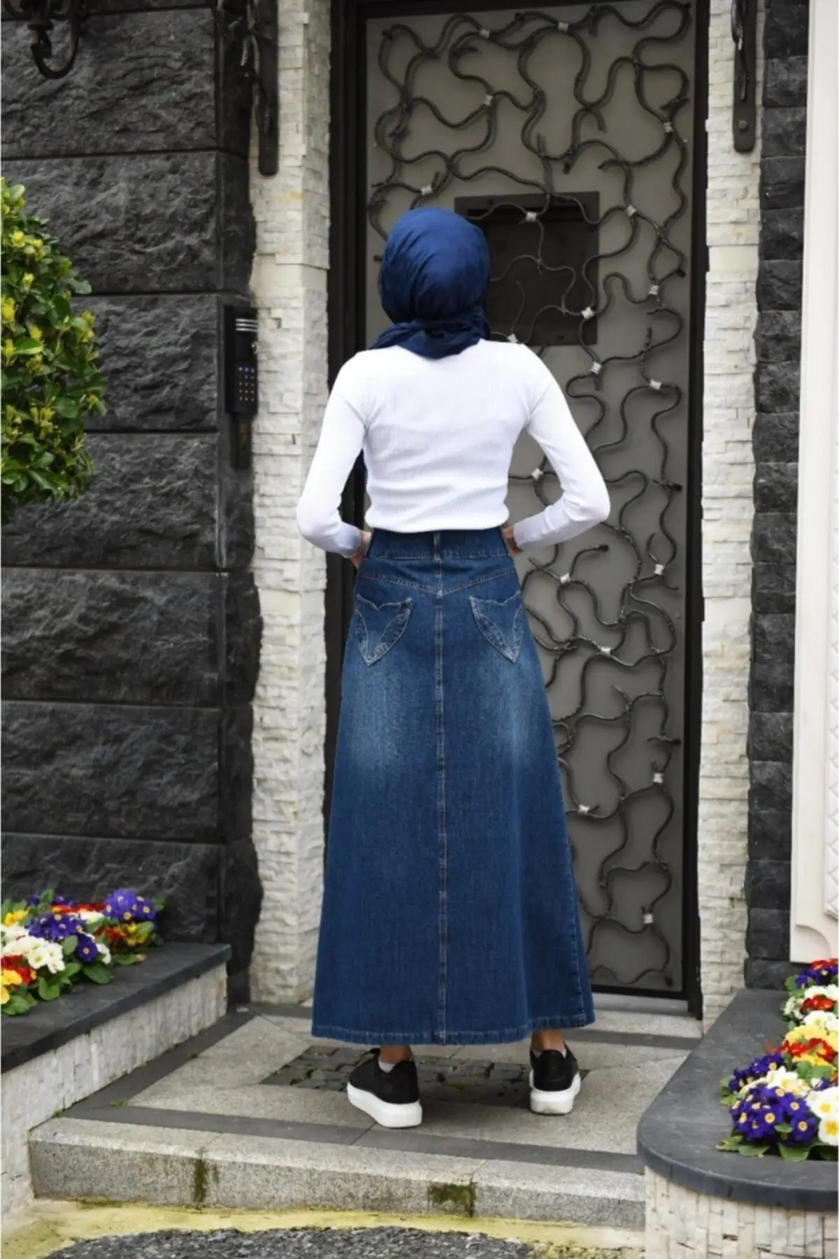 

Women Dark Blue Denim Skirt aggregate Women Muslim Clothing Skirt 2021 Fashion