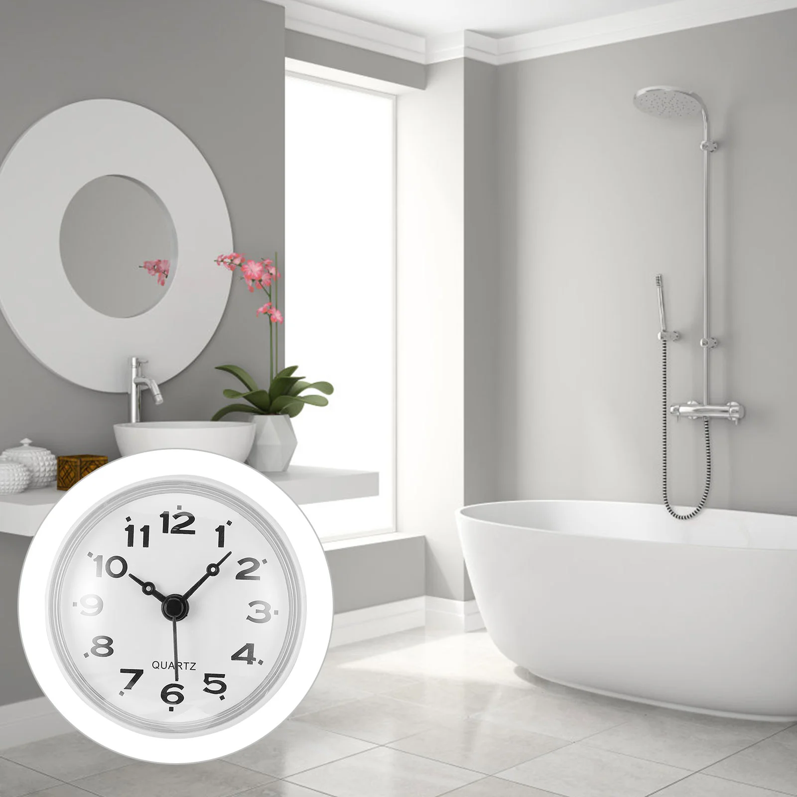

Mirror Trim Suction Cup Wall Clock Outdoor Bathtub Clock Bathroom Black Wall Clock Shower Wall Clock Number Sucker Clock