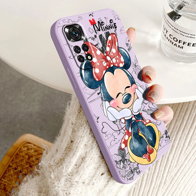 

Pink Minnie Mickey Love Phone Case For Xiaomi Redmi Note 12 11T 11S 11E 10S 10T 10 9T Pro Plus Liquid Rope Funda Cover