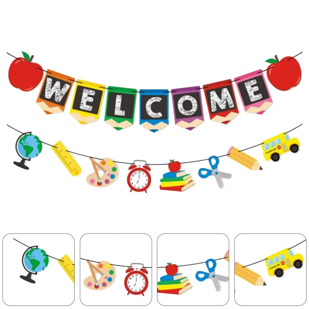 

Banner School Welcometo Classroom Bunting Hanging Party Sign Door Decoration Decorations Flag Garland Banners Stationerykids