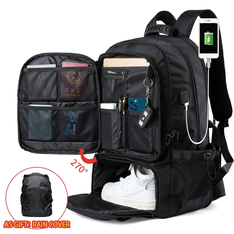 

Oxford Large Fashion Bags Capacity Men Inch Business Backpack Shoe With Traveling Laptop For 17.3 Bag Notebook Compartment