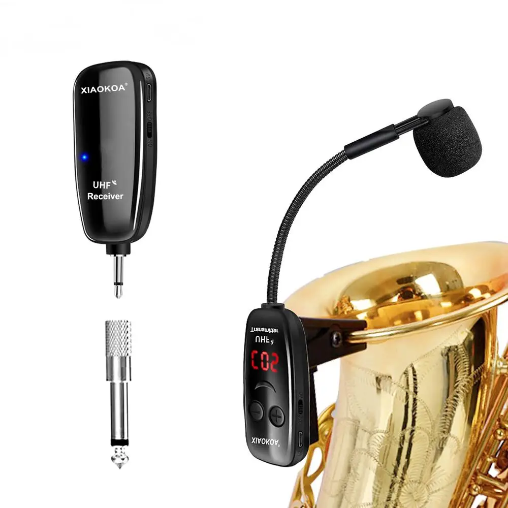 

Wireless Saxophone Microphone System Clip on Musical Instruments Wireless Receiver Transmitter for Saxophone Trumpet