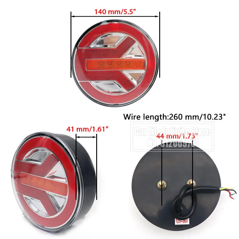 4x5 5 дюйма для грузовика прицепа динамический поворот фонарь заднего хода 12 В/24 В