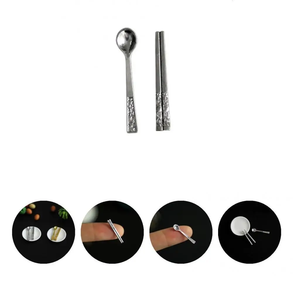 

Decoration Collectible Mini Alloy Chopsticks Spoon Kids Gift for Decoration