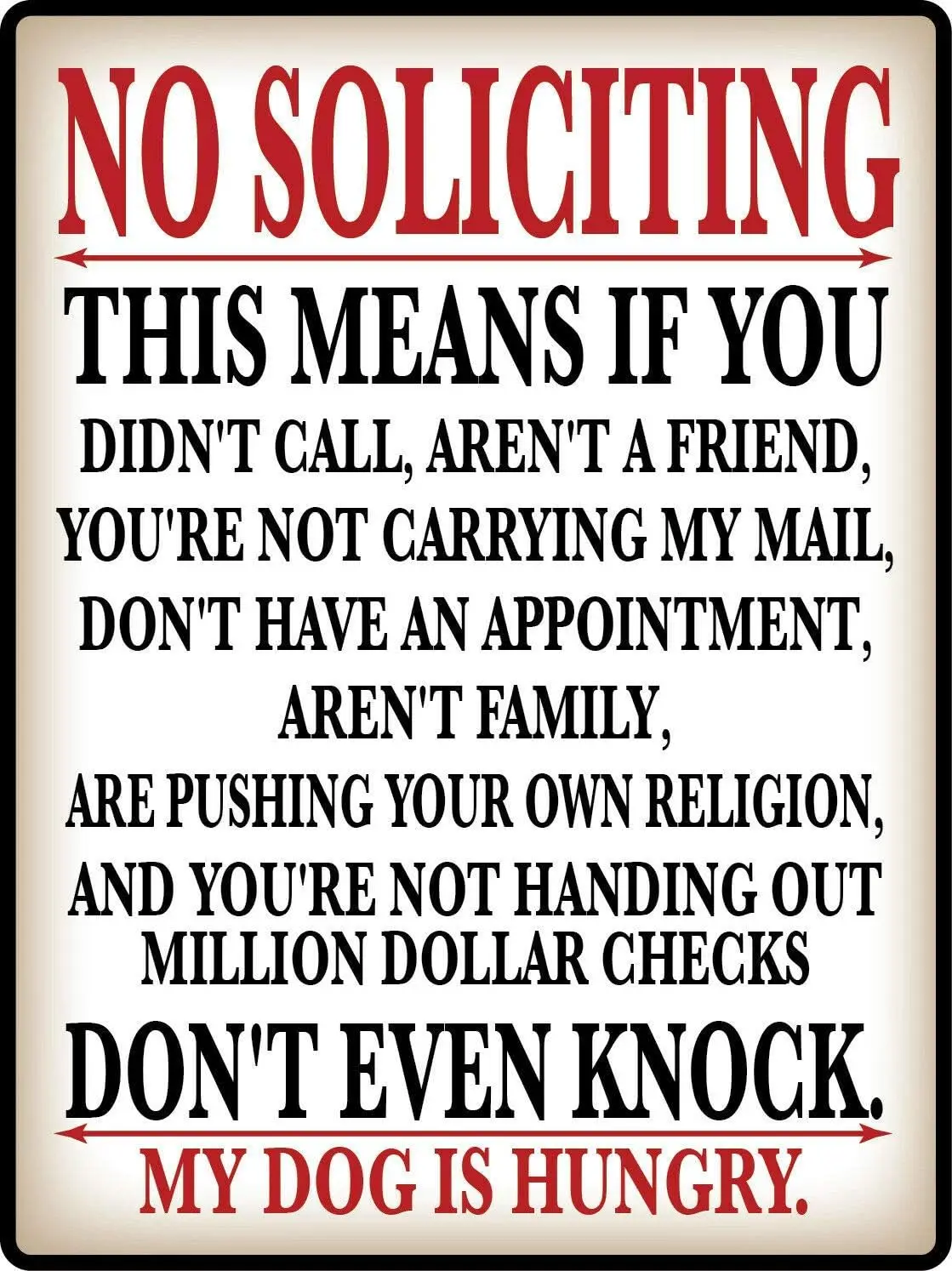 Wrnng Sgn No Solctng Retro Wll Decorton Br Cfe Club Grge Metl Tn 12x16 nches