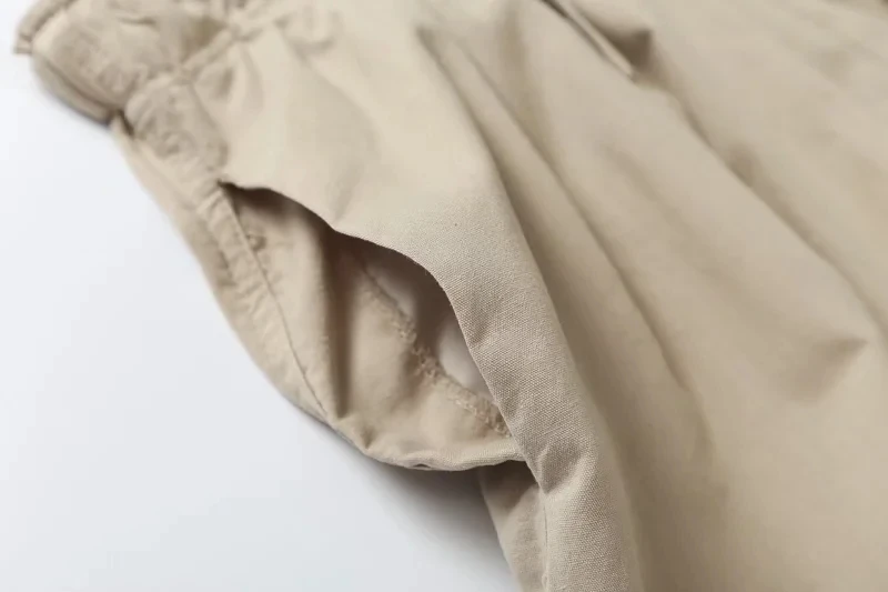 Elmsk High Waist Loose A-line Cotton Linen Bermuda Cargo Shorts Indie Folk Vintage Collect Waist Women