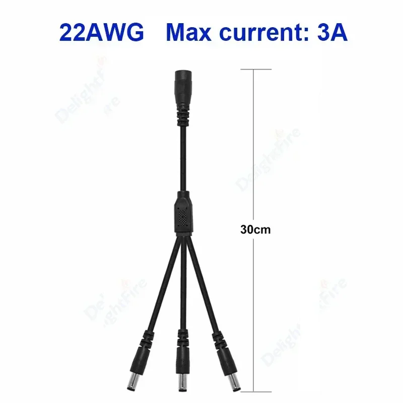 

Кабель-разветвитель питания постоянного тока 5 В, 12 В, 5,5 мм, 2,1 мм, 1–2/3/4/5/6/8-контактный разъем адаптера питания для светодиодных лент, камеры видеонаблюдения